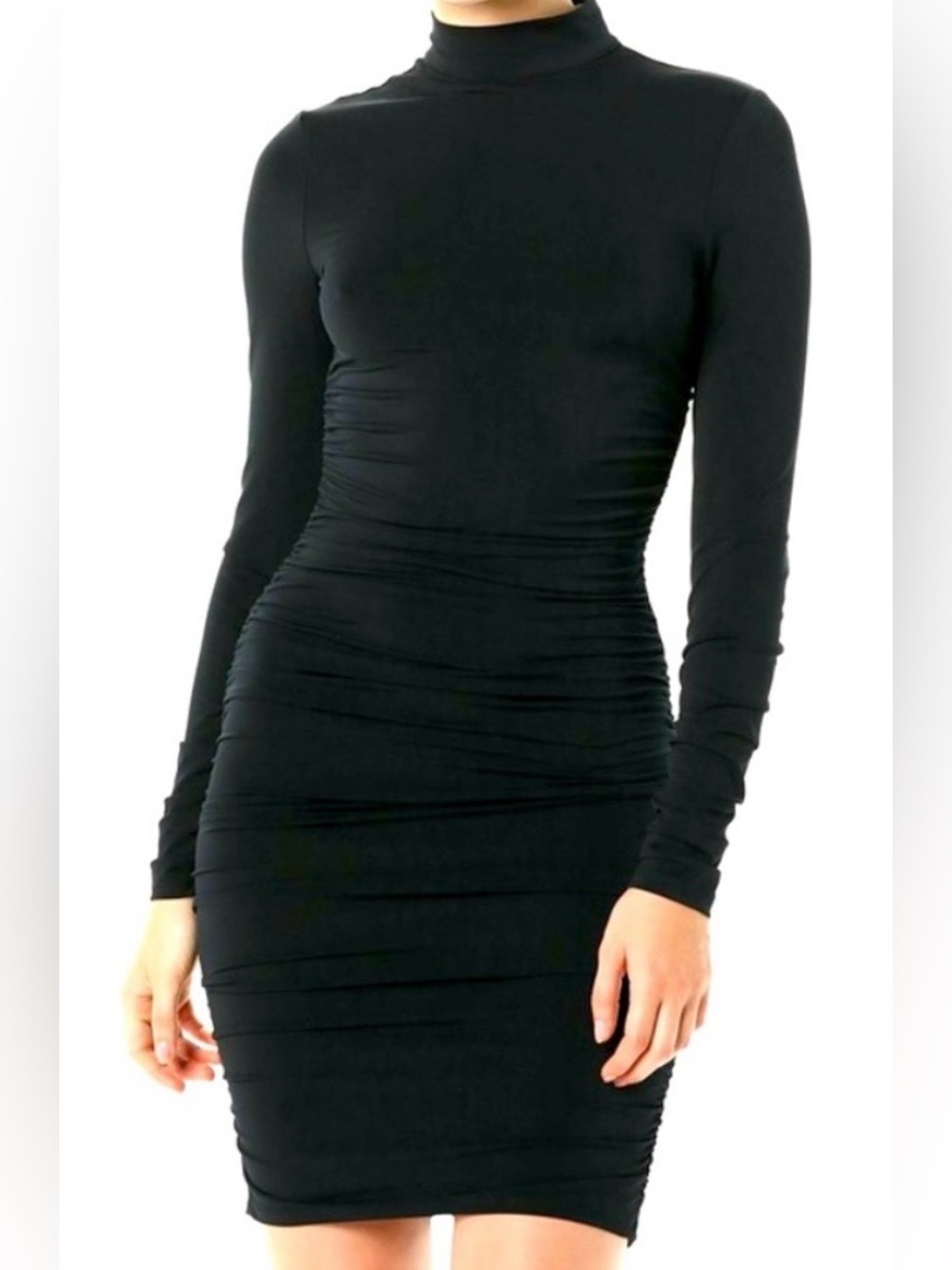 NWT Likely Long Sleeve Mock Neck Bali Mini Bodycon Dress in Black ZB14